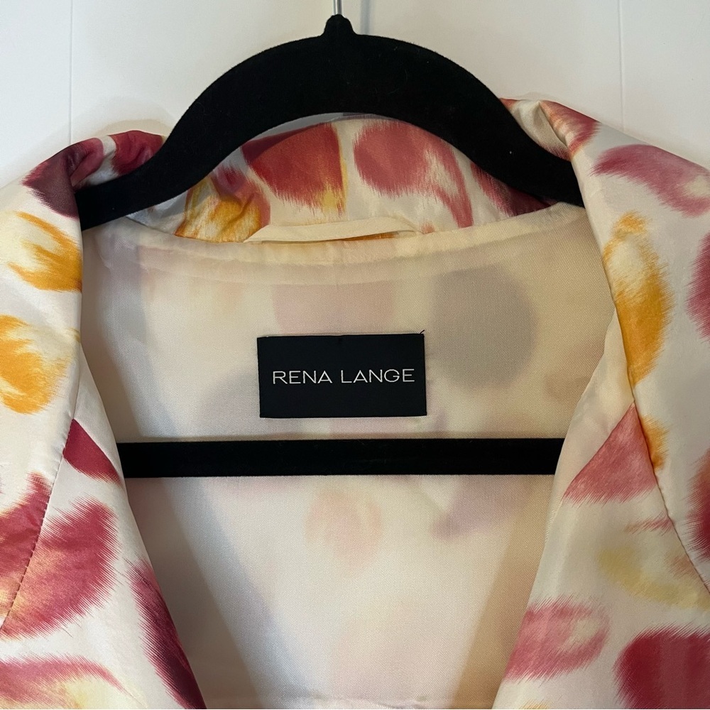 Rena Lange Silk Colorful Pattern Blazer Coat Size 6 Spring Abstract Summer - Picture 4 of 8